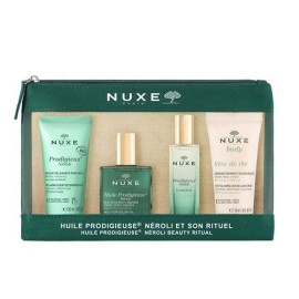 Nuxe Huile Prodigieuse Neroli Beauty Ritual Promo Relaxing Scented Shower Gel 30ml,  Huile Prodigieux 30ml, Le Parfum 15ml, Reve de The Revitalising Granular Scrub 30ml