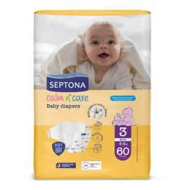 SEPTONA - Calm N Care Baby Diapers Βρεφικές πάνες Midi No3 (4-9kg) | 60τμχ