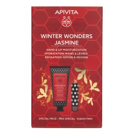 APIVITA - Promo Winter Wonders Jasmine Hand Cream Κρέμα Χεριών Ενυδάτωσης με Γιασεμί & Πρόπολη (50ml) & Lip Care Chestnut (4.4gr)