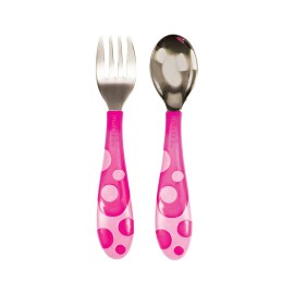 MUNCHKIN - Toddler Fork & Spoon Pink | 2τμχ