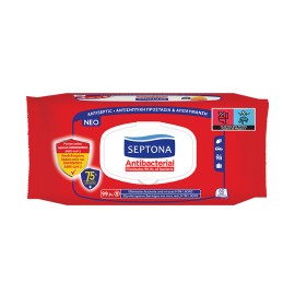 SEPTONA - Antibacterial Hand Wipes 75% Ethanol Αντιβακτηριδιακά Μαντηλάκια Χεριών 75% Οινόπνευμα | 60τμχ