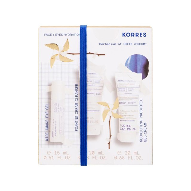 KORRES - Promo Greek Yoghurt Wide Awake Eye Gel (15ml) & Foaming Cream Cleanser Pre+ Probiotics (20ml) & Nourishing Probiotic Gel-Cream (20ml)