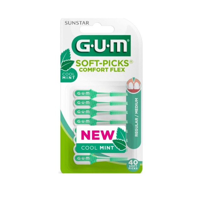 GUM - 670 Soft Picks Comfort Flex Cool Mint Medium | 40τμχ