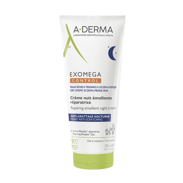 A-Derma Exomega Control Creme Nuit Emolliente Reparatrice 200ml