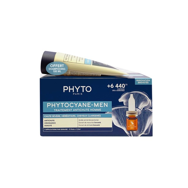 Phyto Phytocyane Anti-Hair Loss Treatment for Men 12ampx3.5ml & Phytocyane Men Shampoo 100ml