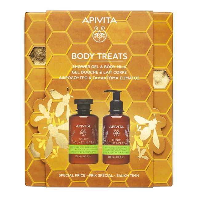 APIVITA - Promo Body Treats Tonic Mountain Tea Shower Gel (250ml) & Moisturizing Body Milk (200ml)