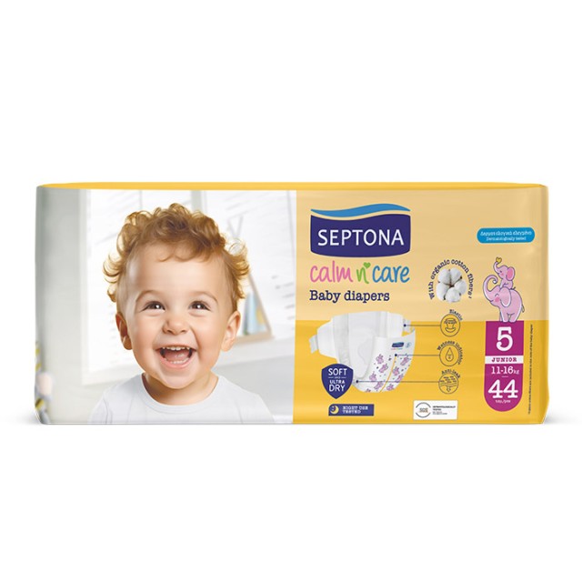 SEPTONA - Calm N’ Care Baby Diapers Junior No5 (11-16kg) | 44τμχ