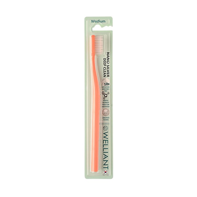 Welliant Embossed Bristles Toothbrush Orange Medium 1τμχ