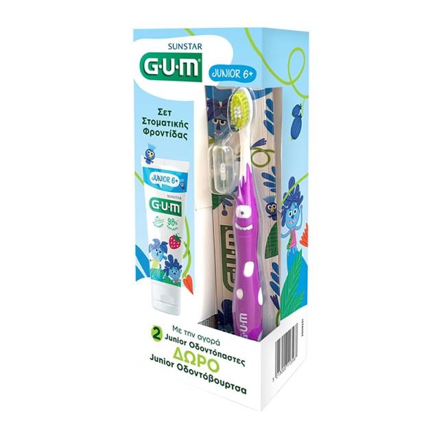 Gum Promo Junior 6+ Οδοντόκρεμα για Παιδιά με Γεύση Φράουλα 50ml & 902 Junior 7-9 Years Παιδική Οδοντόβουρτσα Ροζ 1τμχ