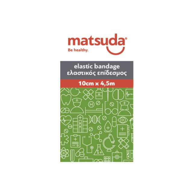 MATSUDA - Επίδεσμος Ελαστικός με Άγκιστρα 10cmx4,5m | 1τμχ