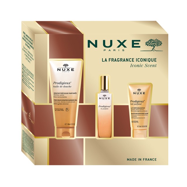 Nuxe Promo Prodigieux Fragrance Iconique Scent Huile De Douche 100ml & Le Parfum 30ml & Beautifying Scented Body Lotion 30ml