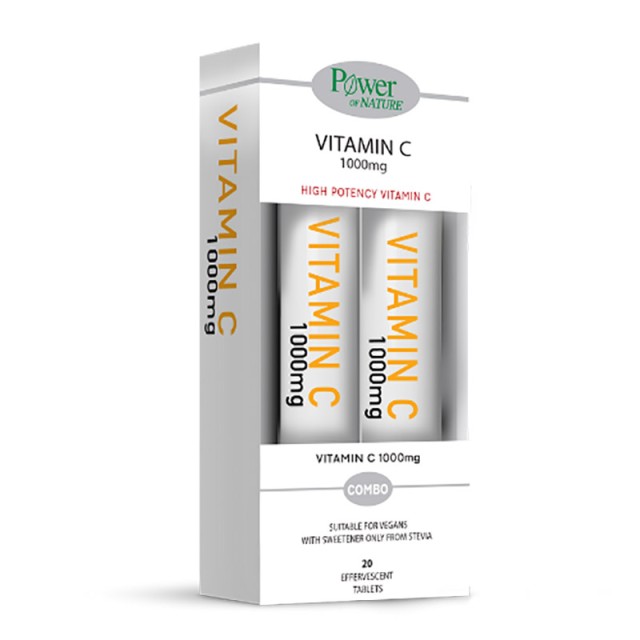 Power Of Nature Vitamin C 1000mg stevia 1+1 Δώρο 2x20efftabs