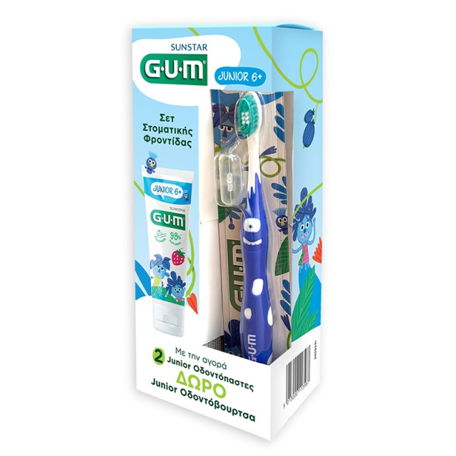 Gum Promo Junior 6+ Οδοντόκρεμα για Παιδιά με Γεύση Φράουλα 50ml & 902 Junior 7-9 Years Παιδική Οδοντόβουρτσα Μπλέ 1τμχ