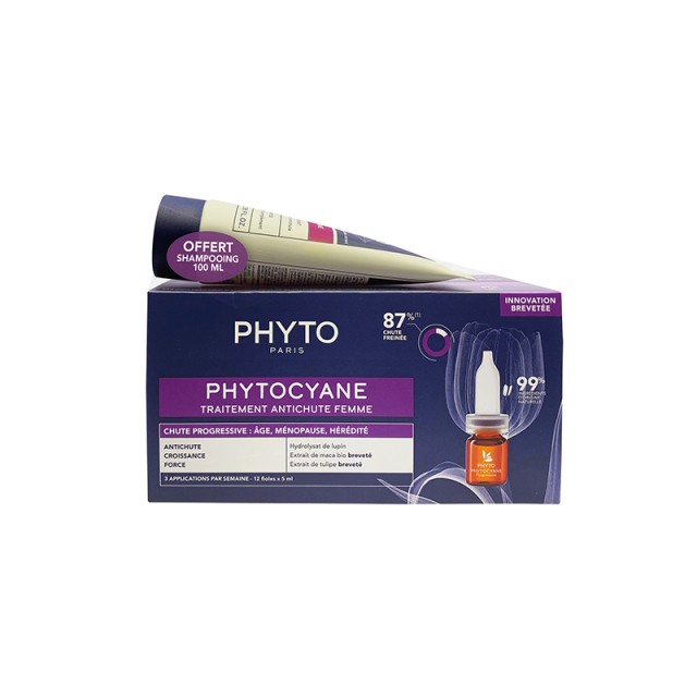 Phyto Phytocyane Progressive Hair Loss Treatment for Women (12ampx5ml) & Δώρο phytoceane  Densifying Treatment Shampoo (100ml)