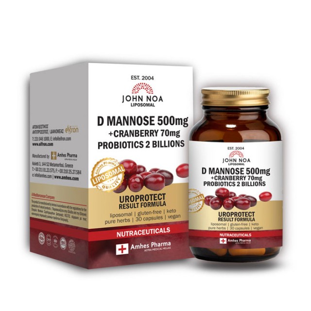 John Noa D Mannose 500mg plus Cranberry plus Probiotics Λιποσωμιακό 30caps